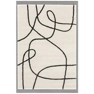 Rikmani Hochflor-Teppich Hochflorteppich Schlafzimmerteppich Moderner Teppich Flauschiger Teppi schwarz