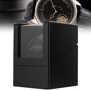 yuytee Automatischer Uhrenbeweger, geräuschisolierende Kohlefaser-Uhrenbox PU-Leder für Armbanduhr für Damen und Herren Mechanische Uhr 100-240V(Mich)