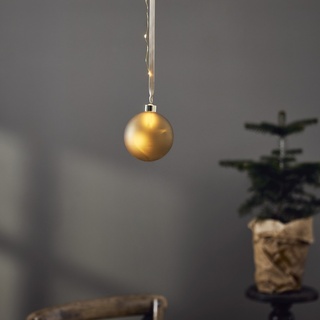LED Christbaumkugel - Weihnachtskugel - Glas - 16 warmwei√üe LED - D: 10cm - Timer - Batterie - gold
