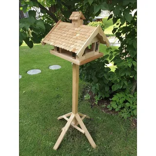 XXL Vogelhaus Futterhaus Lärchenholzdach Almhütte Häuschen mit Ständer A10