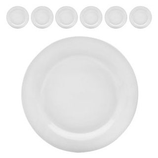 Van-Well Teller Trend, Speiseteller, Porzellan, rund, Ø 24 cm, weiß, 6 Stück