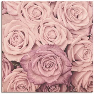 Wandbild ARTLAND "Rosen" Bilder Gr. B/H: 100 cm x 100 cm, Leinwandbild Blumen, 1 St., pink Kunstdrucke als Leinwandbild, Wandaufkleber in verschied. Größen
