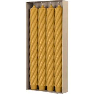 RUSTIC TWIST Stabkerzen Senf, 250/28 mm, mit Zapfenfuß, WENZEL, Brenndauer 16h, 4 St.
