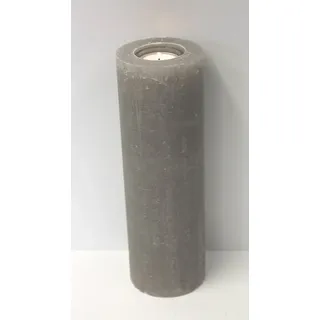 Rustic Kerzen Taupe 30 x 10 cm, mit Teelichteinsatz incl. Teelicht und Teelichtglas, Kerze zum verzieren von Taufkerzen, Hochzeitskerzen