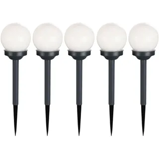 GLOBO Solarleuchte Kunststoff 5er Set grau