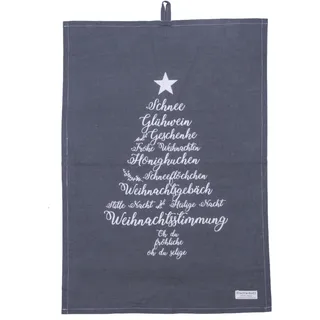 Krasilnikoff Geschirrhandtuch Christmas Words, 70 x 50 cm, dunkelgrau