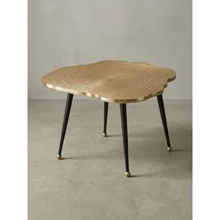 KADIMA DESIGN Couchtisch Moderner Kaffeetisch, Schwarz/Gold, Baumscheiben-Look aus Aluminium goldfarben
