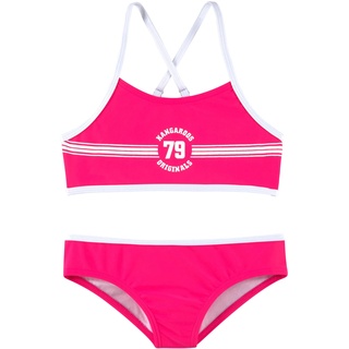 Bustier-Bikini KANGAROOS "Sporty" Gr. 146/152, N-Gr, pink Kinder Bikini-Sets Bikini Bikinis mit sportlichem Frontdruck