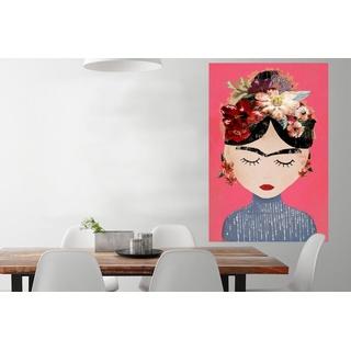MuchoWow Poster Frida Kahlo - Frau - Vintage - Blumen - Kunst, (1 St), Wandbild, Deko, Schlafzimmer, Wohnzimmer, Qualitätsdruck Dickes Papier bunt 80 cm x 120 cm