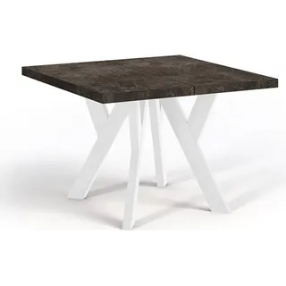 Quadratischer Ausziehbarer Tisch für Esszimmer, NERO, Loft-Stil, Skandinavisch, 90 / 190 cm, Farbe: Atelier Dark / Weiss - Grau