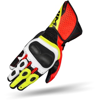 SHIMA ST-3 Motorradhandschuhe Herren - Touchscreen, Sommer, Sport Leder Handschuhe mit Carbon Knöchelprotektor, Handflächen- und Fingerschieber, Verstärkte Handfläche (Fluo, 3XL)