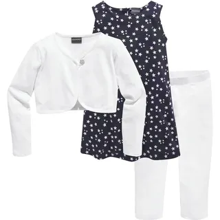 Kidsworld Bolero, Kleid & Leggings in blau / weiß | Gr.: 128/134