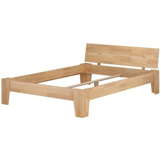 ERST-HOLZ Bett Einzelbett Gästebett Jugendbett Futonbett Buche massiv 120x200, Buchegeölt beige 211 cm x 75 cm