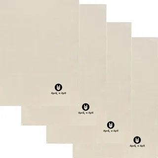 Kracht 4er Set Geschirrtuch Rock `n Roll Halbleinen Abtrockentuch Küchentuch 50x70 cm mit edler Stickerei (beige)