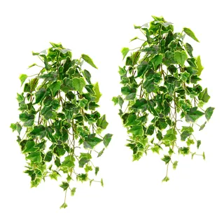 Künstlicher Efeuhänger Efeu Efeubusch Grünpflanze Zimmerpflanze Ranke Girlande Hängend Kunstpflanze Blätter Busch Hänger Wanddekoration Seidenblume Kunstblume Pflanze Hängepflanzen 2er Set, 53cm