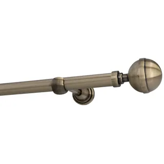 HDTL Gardinenstange Vorhangstange 19mm 1-läufig Wandmontage Messing Antik 140 cm Lotis