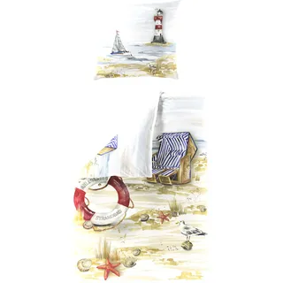 BIERBAUM Bettwäsche 5330 Marine 135 x 200 cm + 2 x 80 x 80 cm