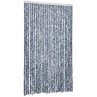 vidaXL Insektenschutz Vorhang Flauschvorhang Plüschvorhang Türvorhang Fadenvorhang Fliegenschutz Wohnwagen Camping Blau Weiß 118x220 cm Chenille