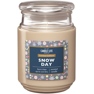 Candle-Lite Duftkerze im Glas mit Deckel | Snow Day | Duftkerze Winter | Kerzen lange Brenndauer (bis 110h) | Kerzen Weiß | Duftkerze Groß (510g)