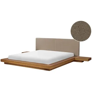 Bett Mit Lattenrost Bouclé Zen 180 X 200 Cm Naturfarbene Esche