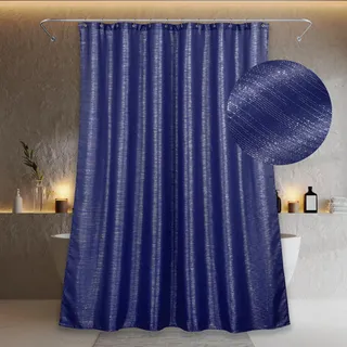 Dunkelblau schimmernde Duschvorhänge, wasserdicht waschbar, 183Lx183W | Metallisch schimmernder glatter Satinstoff, funkelnde glänzende Luxus-Deko für Weihnachten, Geschenk für Frauen & Mädchen