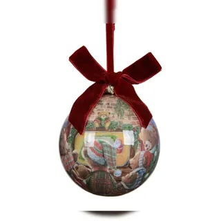 Christmas Decorations Weihnachtskugel Kunststoff 10cm - Christbaumkugel mit Bärenfamilie Motiv Weihnachtsbaumkugel Christbaumschmuck Weihnachtsbaumschmuck bruchfest Bunt