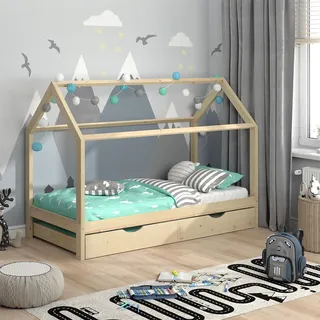 VitaliSpa Hausbett Wiki 90 x 200 cm Kiefer massiv natur braun