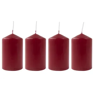 BURI Adventskerze Adventskranzkerzen bordeaux 4er-Set Weihnachtskerze Stumpen Wachskerze