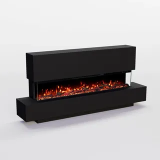 GLOW FIRE Elektrokamin Cobalt 50 mit realistischem 3D LED-Feuer - Stand-Elektrokamin mit Heizung und Kaminfeuer, App Steuerung, Knistereffekt & Timer, max. 1800 W, 156x75x28 cm, Schwarz