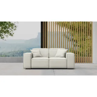 Fun Möbel Loungesofa Gartensofa Sofa 2-Sitzer SUMMER, Pflegeleichter und wetterfester Bezug, inkl. 2 Zierkissen weiß