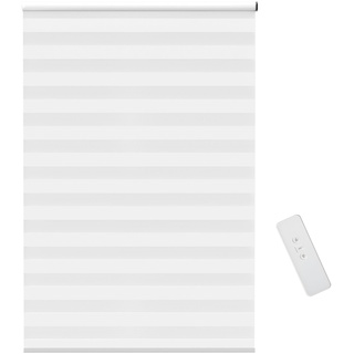 HOMCOM Elektrischer Rollo, Fensterrollo mit Fernbedienung, UV-Schutz-Rollo mit USB-Schnittstelle, für Wohnzimmer, Küche, Weiß, 120 x 180cm