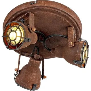 QAZQA - Industrie I Vintage I Industrie I Vintage Ir Spot I Spotlight I Deckenspot I Deckenstrahler I Strahler I Lampe I Leuchte im Rostdesign 3-fl... - Braun