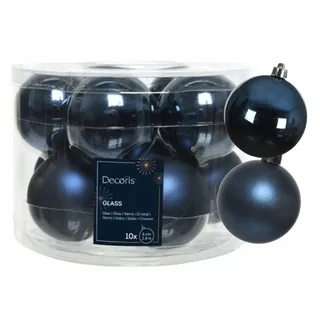 Weihnachtskugeln aus Glas marineblau 6 cm 10er Set - Blau