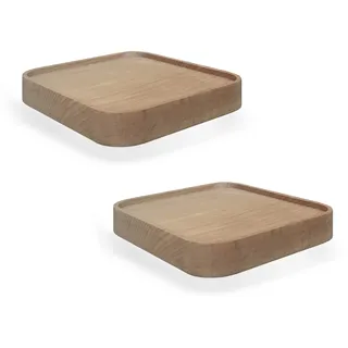 anaan Raft Mini Wandregal viereckig Holz 2er Set (Quadrat 12cm) | Kleines Wandboard aus Massivholz fürs Badezimmer oder Wohnzimmer. Schlichtes Schweberegal zur Dekoration für Figuren.
