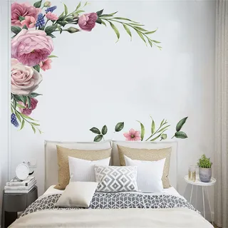 CULASIGN Pfingstrose Wandaufkleber Wandtattoo, DIY Groß Wandsticker Rose Blumen Wandaufkleber Wanddeko für Wohnzimmer Schlafzimmer Küche Flur Fenster