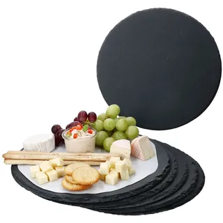 Mambocat 6x Schieferplatten rund Ø30cm Untersetzer Pizza-Teller Servier-Platte Naturschiefer