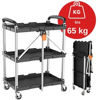 Klappbarer Servierwagen KEINE MONTAGE bis 65 kg Transportwagen Rollwagen Küche
