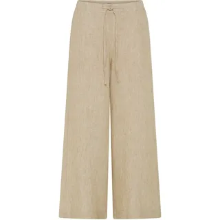MAC CALLIE cropped Leinenhose gestreift Beige 38