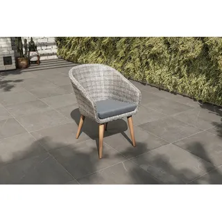 OUTFLEXX Kota Cocktail-Sessel, grau-meliert, Akazie/Polyrattan, 60x65x84 cm, inkl. Auflage, FSC®-zertifiziertes Produkt