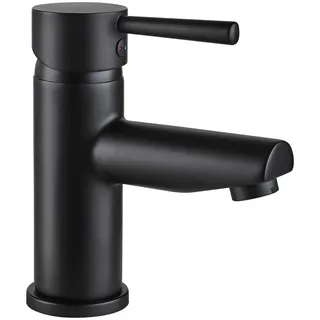 Waschtischarmatur WELLTIME "Paris black", schwarz, B:5,5cm H:16,2cm T:14,8cm, Messing, Armaturen, bleifreie Edelstahl-Armatur, Waschtischarmatur mit starren Auslauf