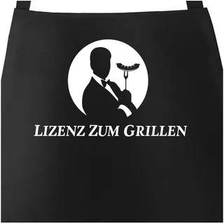 MoonWorks Grillschürze Grill-Schürze für Männer mit Spruch Lizenz zum Grillen lustig Agent Parodie Baumwoll-Schürze Moonworks®, mit kreativem Aufdruck schwarz