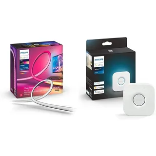 Philips Hue Color & White Ambiance Play Gradient PC Lightstrip für 3x24/27” inkl. Hue Bridge, dimmbar, 16 Mio. Farben, steuerbar via App, kompatibel mit Amazon Alexa, Apple HomeKit & Google Assistant