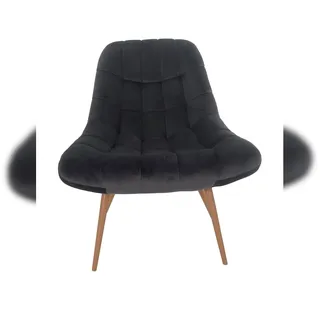 SalesFever Loungesessel mit XXL-Sitzfläche | Bezug Stoff in Samt-Optik | Gestell Metall in Holzoptik | üppige Steppung | B 76 x T 87 x H 86cm | grau