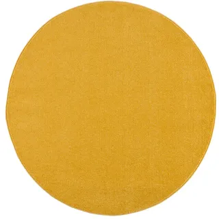 Novel Webteppich Uni, Gelb, Textil, Uni, rund, Oeko-Tex® Standard 100, pflegeleicht, Teppiche & Böden, Teppiche, Runde Teppiche