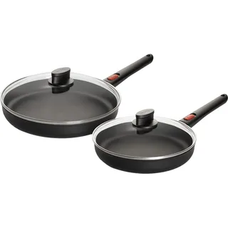 Pfannen-Set WOLL MADE IN GERMANY "Eco Lite QXR", schwarz, H:5cm Ø:28cm, Pfannen, Abnehmbarer Stiel, Antihaftbeschichtet