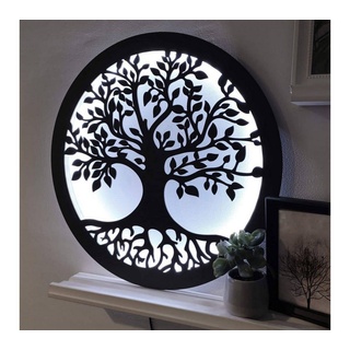 K&L Wall Art LED Wandleuchte »LED-Ring indirekte Wand Deko Beleuchtung Leuchtring Holz Wandbild Stimmungslicht«, LED wechselbar, Farbwechsel, RGB Farbwechsel, dimmbar mit Fernbedienung