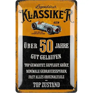 LANOLU Blechschild Schild 50 Geburtstag, SCHILD 50 JAHRE KLASSIKER, Geschenke für den 50 Geburtstag Mann, lustiges Schild 50 Geburtstag Deko als lustige Geburtstagskarte, vintage Metallschild 20x30 cm