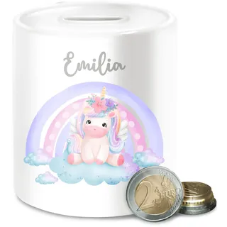 Spardose - Einhörner - Einhorn Unicorn Süß - Unisize - Weiß - personalisierte sparbüchse Unicorns Name Keramik spardosen Kinder einhörnern Regenbogen kinderspardosen kinderspardose