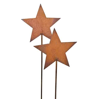 Bornhöft Gartenstecker Sterne aus Edelrost Metall Rost Gartendekoration Weihnachten rostige Gartendekoration Stern 2 x 118cm