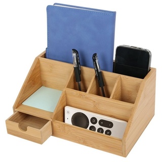 TWSOUL Badorganizer Schreibtisch-Organizer aus Bambus und Holz, Holzoptik mit kleiner Schublade gelb
